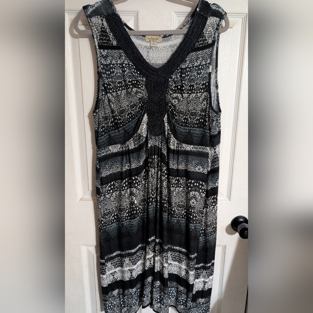 One World‎ Black and White Sleeveless Dress XL 0091